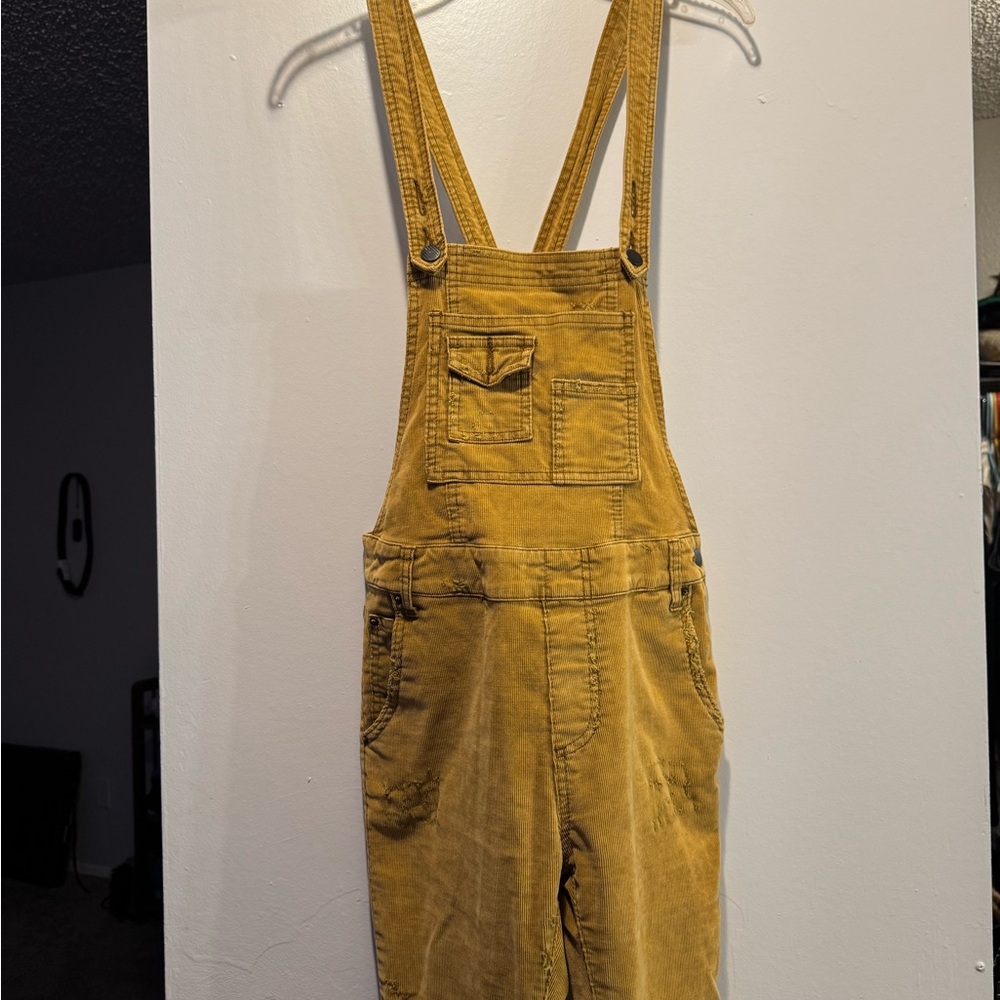 Free People Mustard Yellow Corduroy Jumpsuit